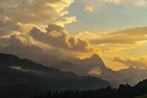 Bavaria Mountain Range Impressions: Zugspitzmassiv with dramatic cloud sky