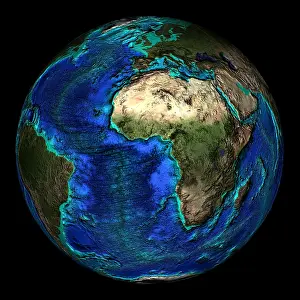 Africa Topography Map Impressions: Topographical Map of Coordinates 0 N, 0 E